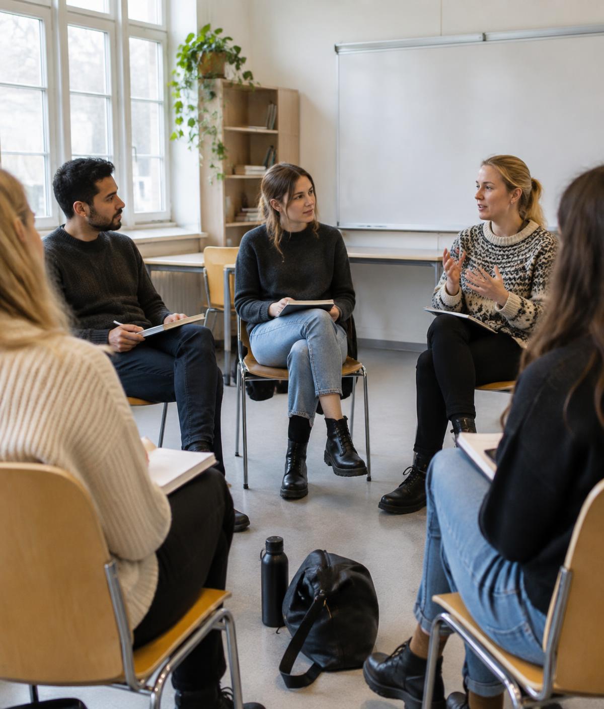 Educators in a training workshop with study materials